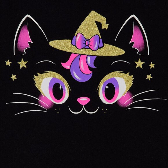 The Childrens Place Girls Glow Witch Cat Graphic Tee Black 2T Long Sleeve NWT - Picture 3 of 3